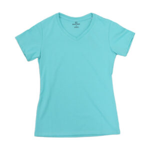 Blue Camp Girls Teens V-Neck T-Shirt Plain - Teal Blue
