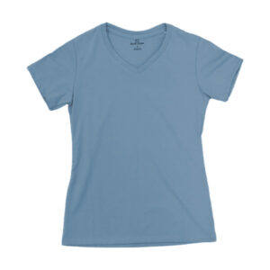Blue Camp Girls Teens V-Neck T-Shirt Plain - Aquatic Blue