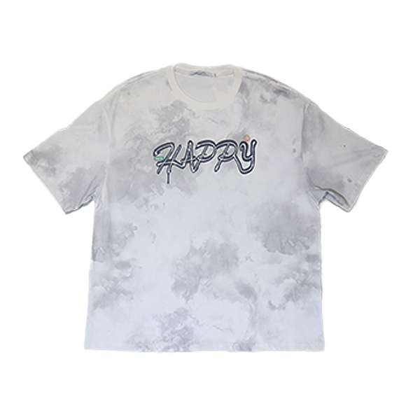 Avenue Boys Teens Wear Oversized Round Neck Tee Water Color Ombre Print - Gray - YHT24805