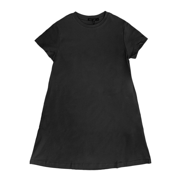 Blue Camp Ladies Mini Dress Short Sleeve Plain - Black