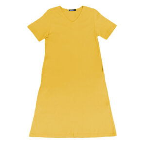 Blue Camp Ladies Midi Dress V-Neck Plain - Mustard