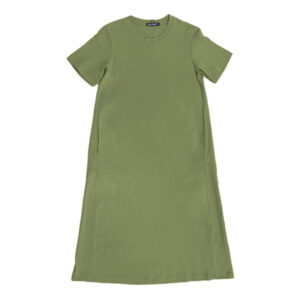 Blue Camp Ladies Long Dress Round Neck Plain - Fatigue