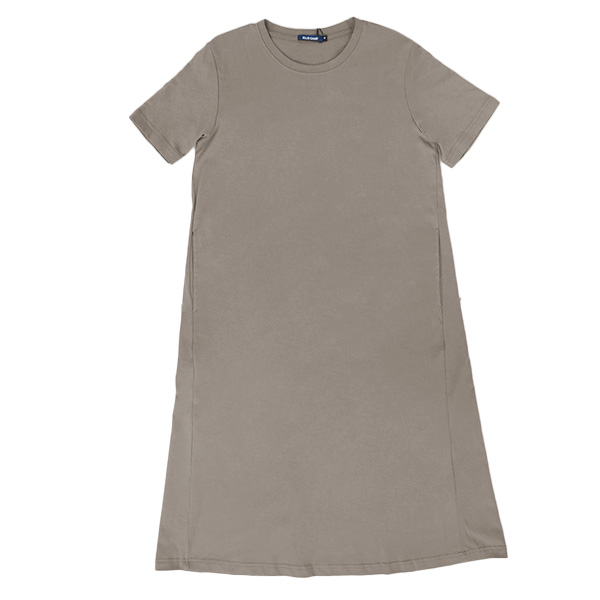Blue Camp Ladies Long Dress Round Neck Plain - Ovaltine