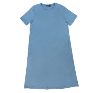 Blue Camp Ladies Long Dress Round Neck Plain - Sage