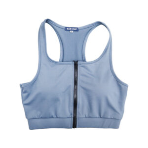 Blue Camp Ladies Sports Bra Plain With Zipper Spandex - Gray