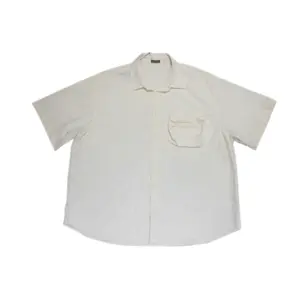 Avenue Boys Teens Wear Boxy Fit Button Down Shirt With Pocket Crinckle Taslan Fab - Cream - 24-4011M