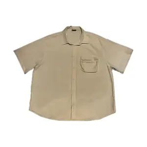 Avenue Boys Teens Wear Boxy Fit Button Down Shirt With Pocket Crinckle Taslan Fab - Beige - 24-4011M