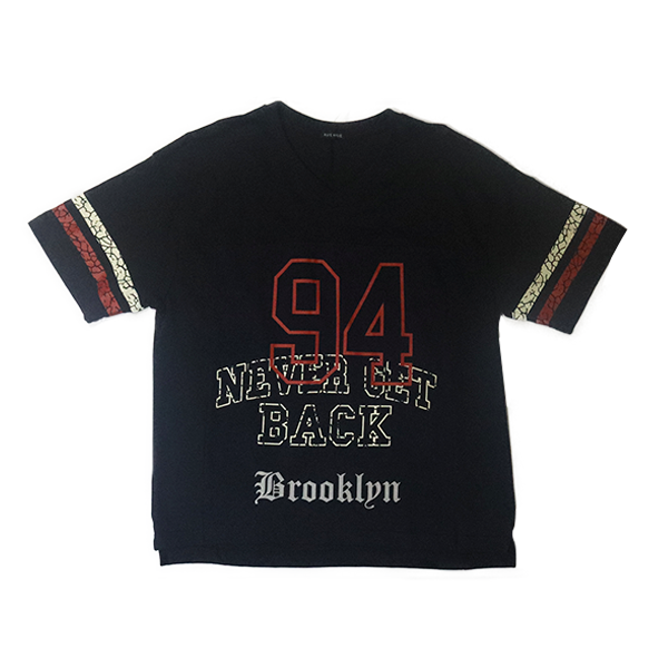 Avenue Boys Teens Wear V-Neck Cut & Sew Tee With Print - Navy Blue - 24-3430