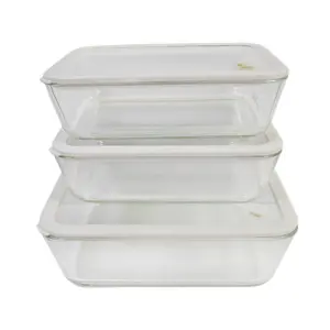 Food Container 3 Pieces Set High Borosilicate Glass