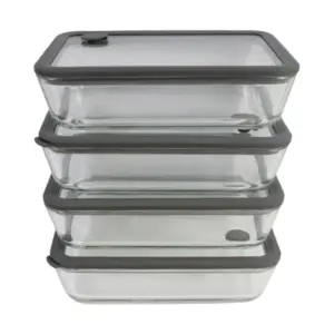 Food Container 4 Pieces Set 700ml High Borosilicate Glass