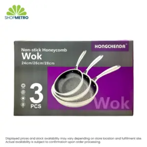 Alternative view of 3-Piece Non-Stick Honeycomb Wok Set