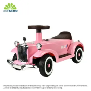 Rechargeable Retro Car  With Music And Light 4/Box Pink