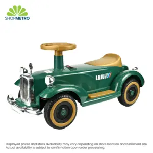 Rechargeable Retro Car  With Music And Light 4/Box Green