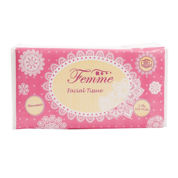 Femme 2Ply Facial Tissue Big Travel Pack 100Pulls