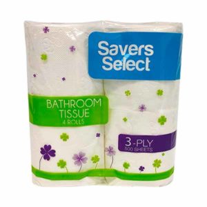 Savers Select Bathroom Tissue 3Ply 500 Sheet 4Rolls