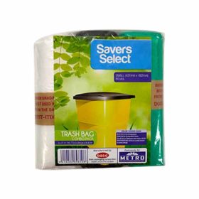 Savers Select Trash Bags Rolled Black, Green, Natural Small 18"X19" 20Pcs