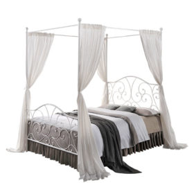 Metal Queen Bed Butter White