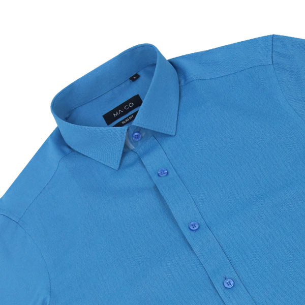 Ma-co Slim Fit Woven Polo Short Sleeves Plain Blue – Metro Pacific