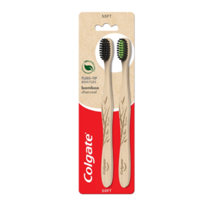 Colgate Natural Bamboo Charcoal Toothbrush Twinpack (Soft)
