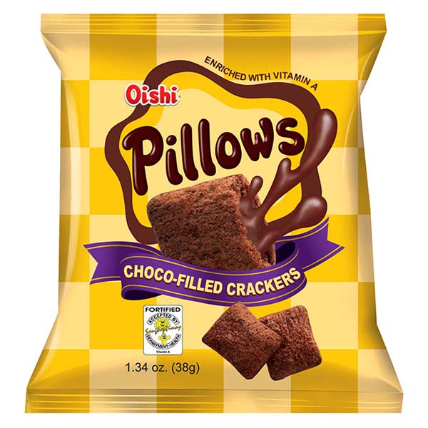 Oishi Pillows Choco-Filled Crackers 38G