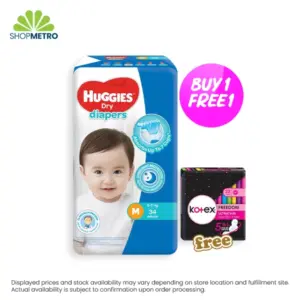 Buy 1 Huggies Dry Eco Medium 34s Free Kotex Freedom Air Ultra Thin 23cm