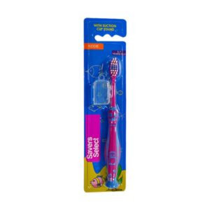 Saver Select Kiddie Toothbrush Pink Penguin 5?7 Years Old with Suction Cup Stand