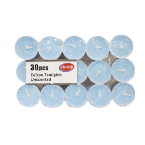 Edison Tealights Unscented Candles White/Blue 30s