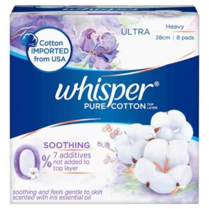 Whisper Pure Cotton Soothing Long 8S