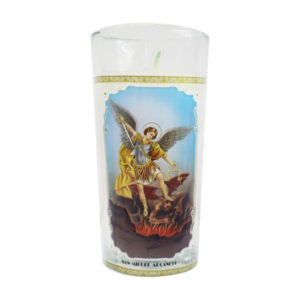 Candle Religious Comet Glass St Michael Archangel 5.5inch