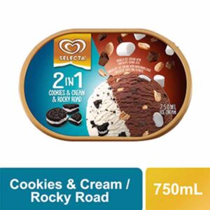 Selecta Ice Cream Double Supreme Cookies & Cream - Rocky Road 750ML