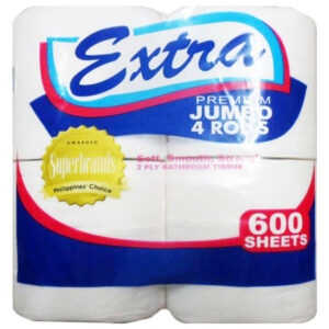 Extra Jumbo Bathroom Tissue 2 Ply 600 Sheets 4 Rolls