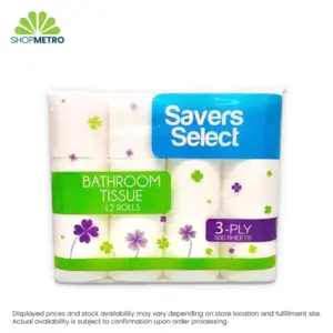 Savers Select Bathroom Tissue 3Ply 500Sht 12 Rolls