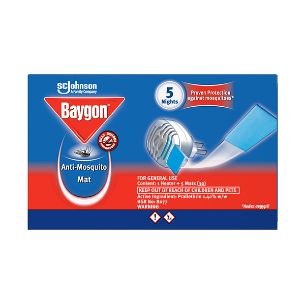 Baygon Mat Anti-Dengue Mosquito Starter Pack 5s