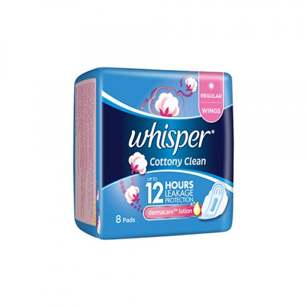 Whisper Regular Flow Cotton Clean 8pcs