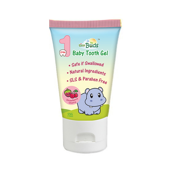 Tiny Buds 1 Stage Baby Tooth Gel Strawberry Cherry 55g