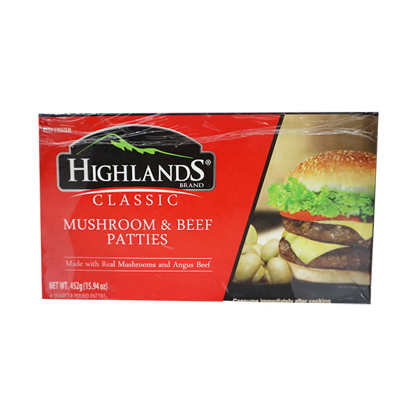 Highlands Classic Mushroom & Beef Patties 452g