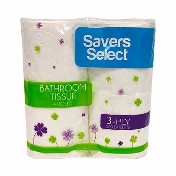 Savers Select Bathroom Tissue 3-Ply 500 Sheets 4 Rolls