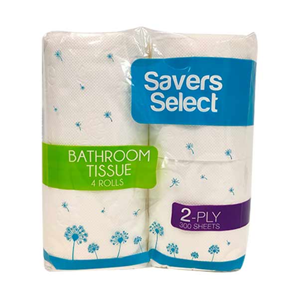 Savers Select Bathroom Tissue 2-Ply 300 Sheets 4 Rolls