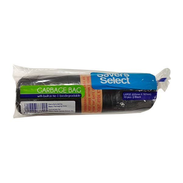 Savers Select Trash Bag Black Large 10pcs