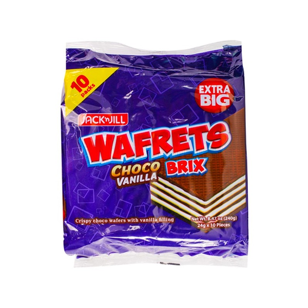 Jack 'N Jill Wafrets Choco Vanilla Brix Extra Big 10pcs 24g