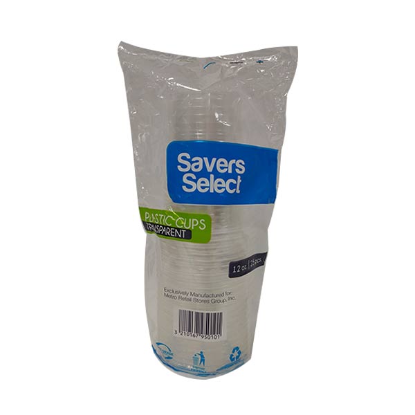 Savers Select Plastic Cups Transparent 12Oz