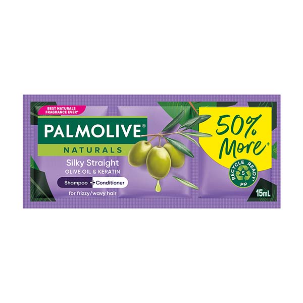 Palmolive Naturals Silky Straight Olive Oil & Keratin Shampoo and Conditioner 15ml