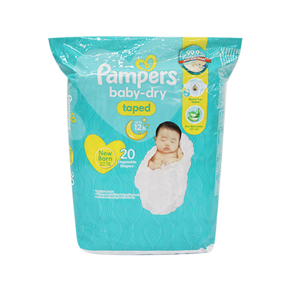 Pampers Baby Dry Taped Disposable Diapers New Born 20's
