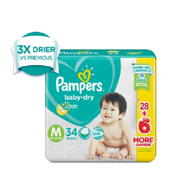 Pampers Baby-Dry Value Pack Medium 34pcs