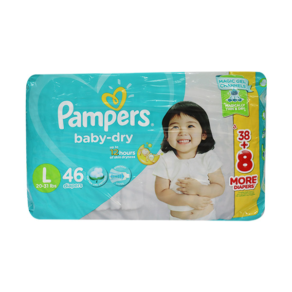 Pampers Baby Dry Disposable Diapers L 46's