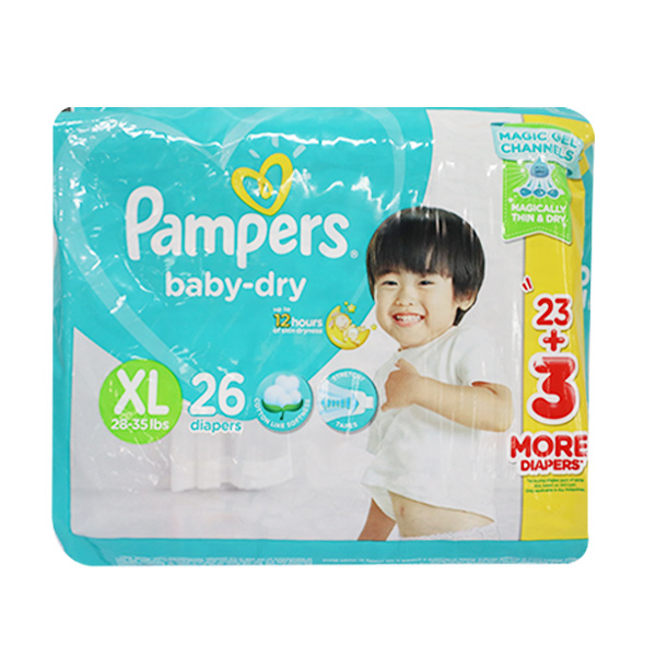 Pampers Baby Dry Disposable Diapers XL 26's