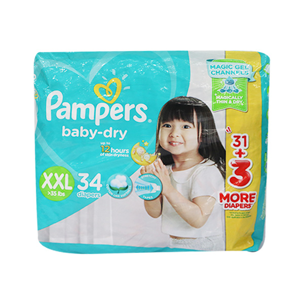 Pampers Baby Dry Disposable Diapers XXL 34's
