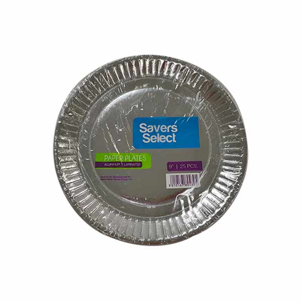 Savers Select 9" Aluminum Paper Plate Laminated 25Pcs
