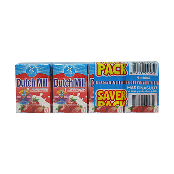 Dutch Mill Yoghurt Drink Strawberry Saver Pack 4 x 90ml