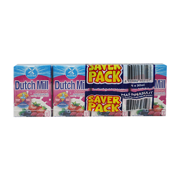 Dutch Mill Yoghurt Drink Superfruits Saver Pack 4 x 90ml